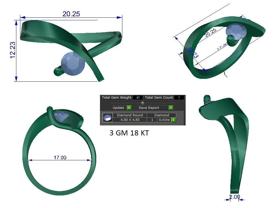 solitaire wedding engagement women ring 3dm render detail 3D print model_12