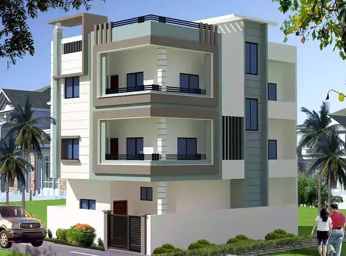 exterior building elevation 3D model