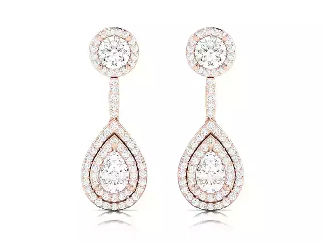 Solitaire wedding engagement women earrings 3dm render detail