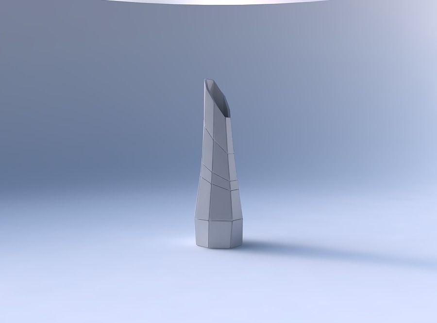 Vase top bent hexagon with large plates 3D print model_4