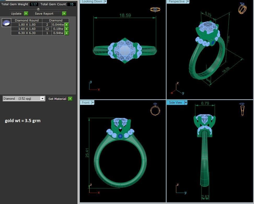 solitaire wedding engagement women ring 3dm render detail 3D print model_2