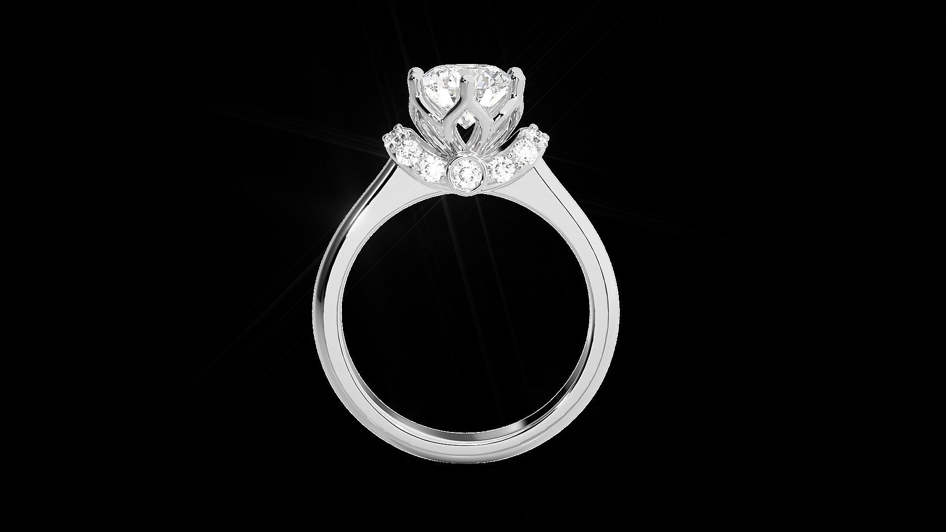solitaire wedding engagement women ring 3dm render detail 3D print model_13