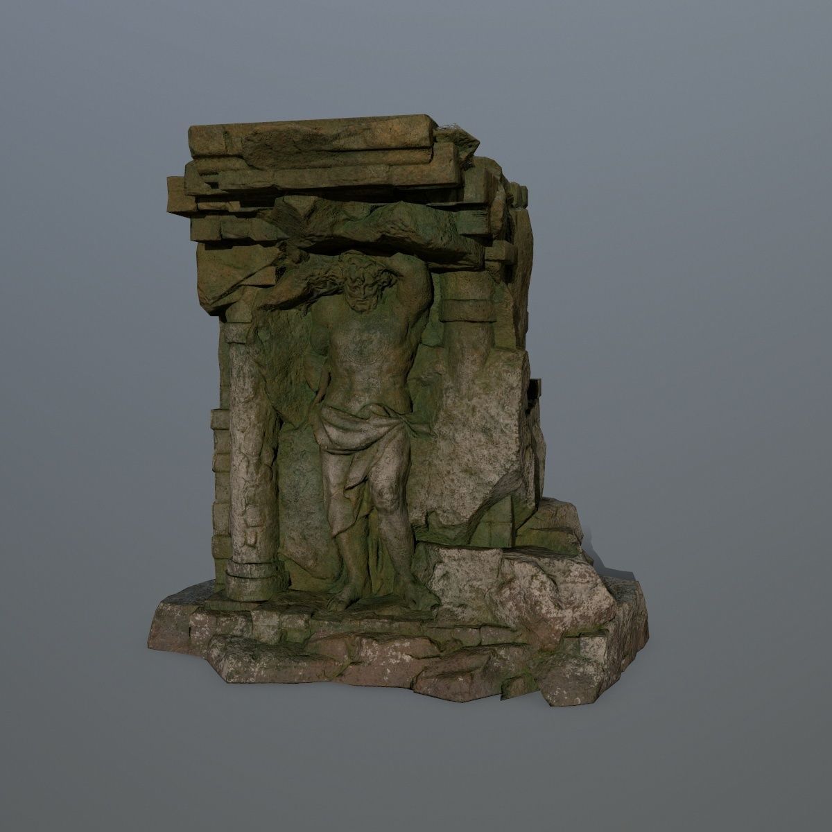 statue stone Low-poly 3D model_8