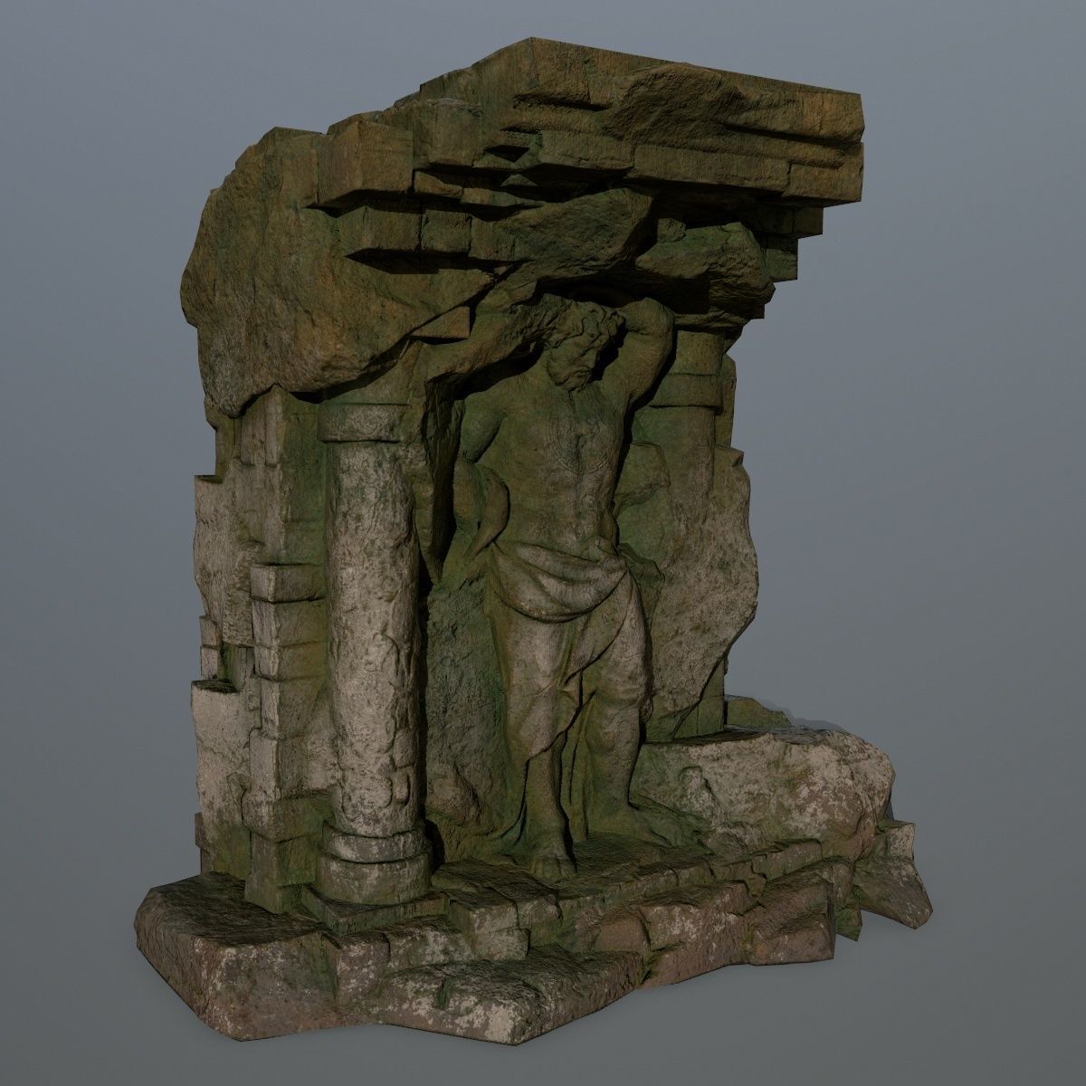 statue stone Low-poly 3D model_2