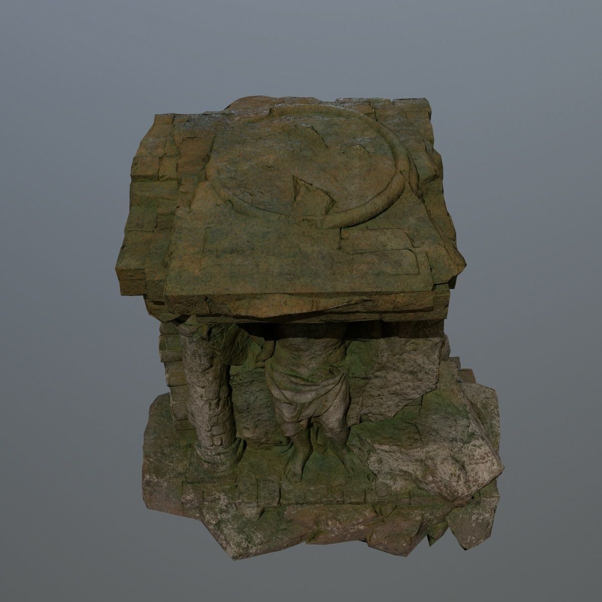 statue stone Low-poly 3D model_9