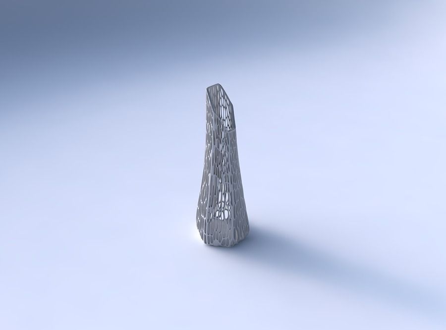 Vase top bent hexagon with organic lattice and tappered thick... 3D print model_3