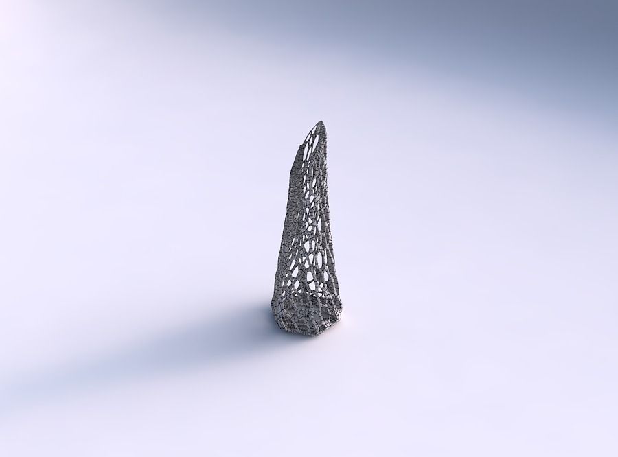 Vase top bent hexagon with twisted dense organic lattice 3D print model_5