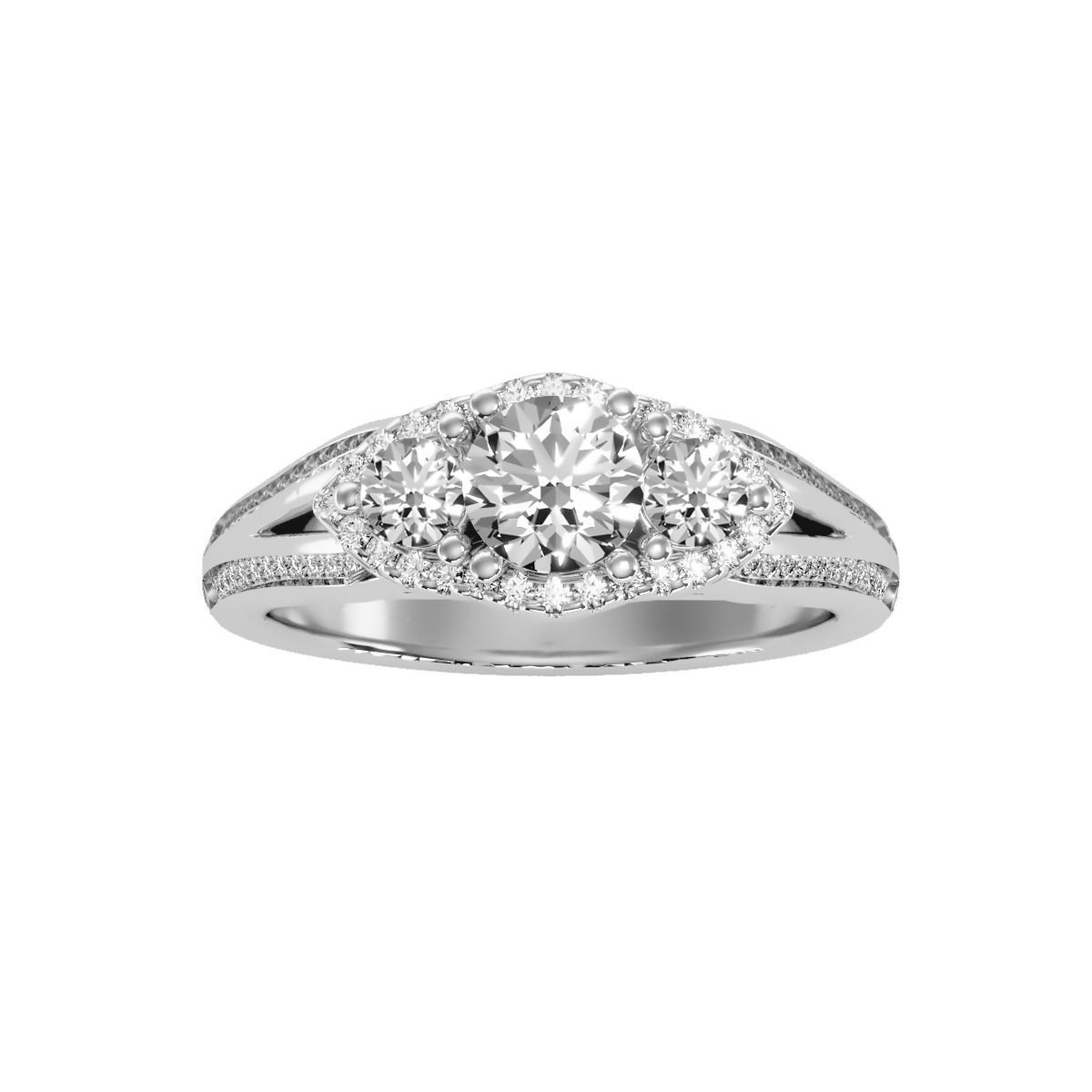 solitaire wedding engagement women ring 3dm render detail 3D print model_8
