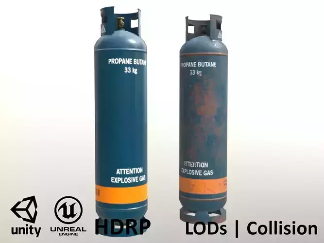 Gas Cylinder 33 kg Dark Blue - Clean and Dirty Low-poly 3D model