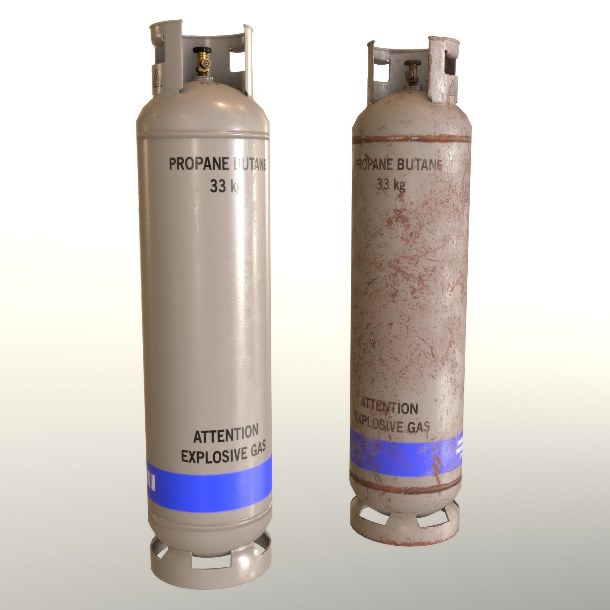 Gas Cylinder 33 kg Gray - Clean and Dirty Low-poly 3D model_14