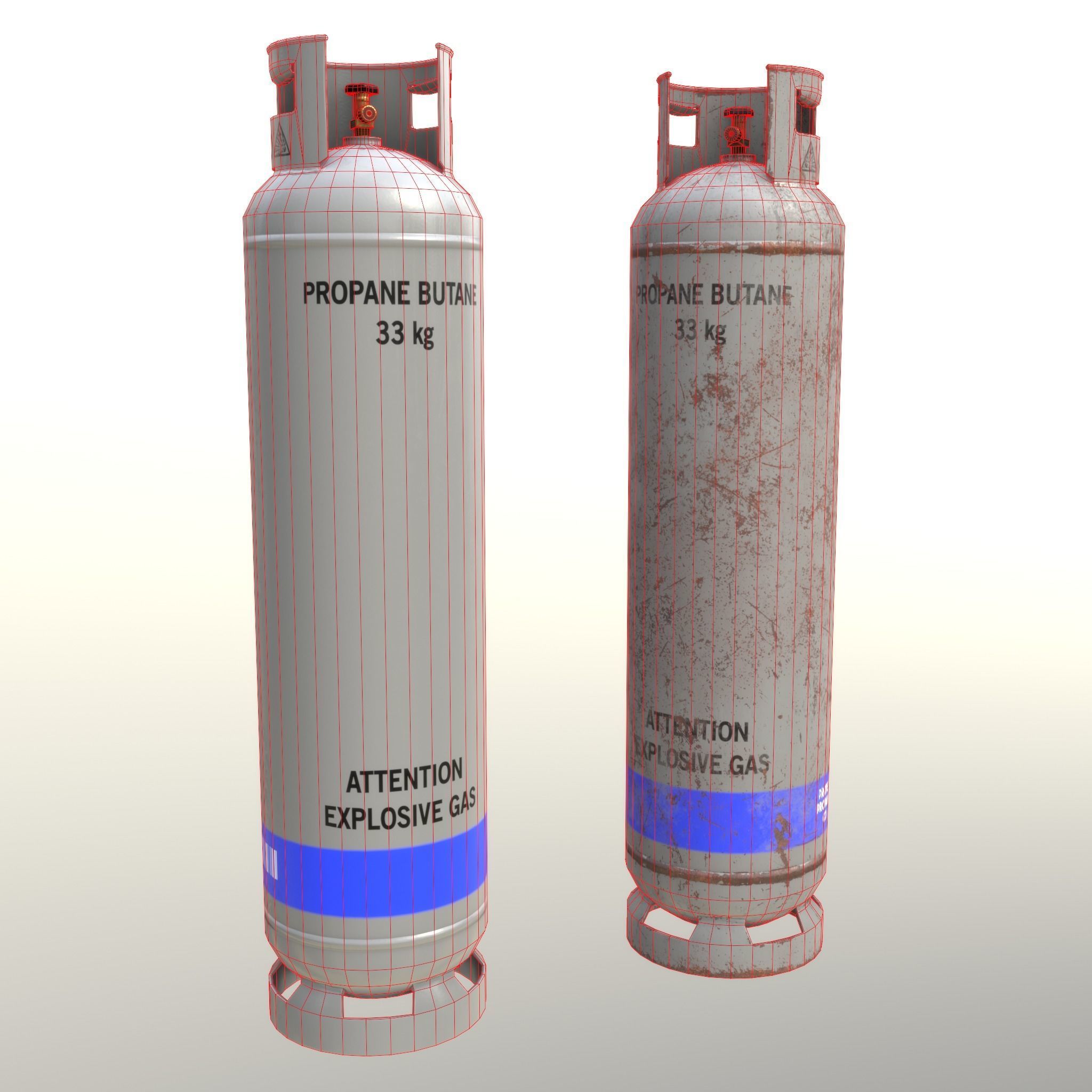 Gas Cylinder 33 kg Gray - Clean and Dirty Low-poly 3D model_19