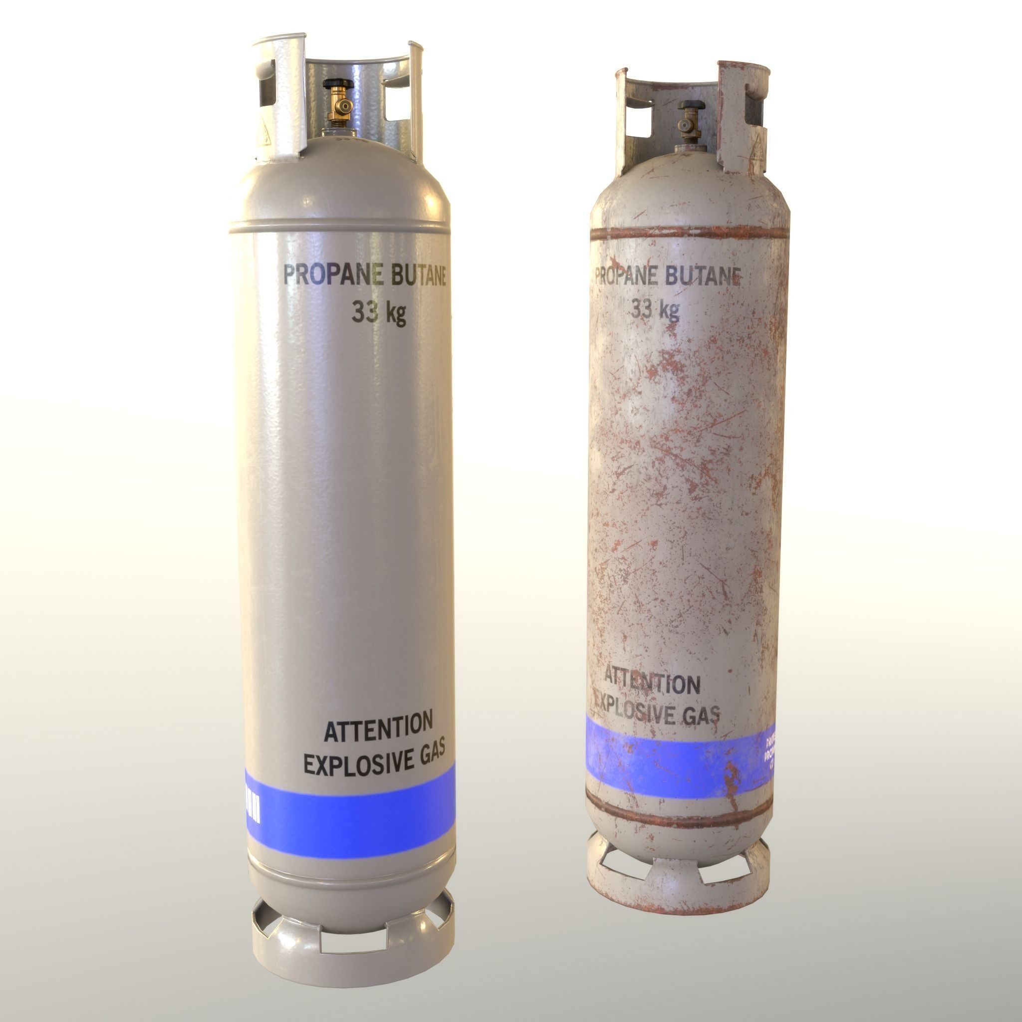 Gas Cylinder 33 kg Gray - Clean and Dirty Low-poly 3D model_17