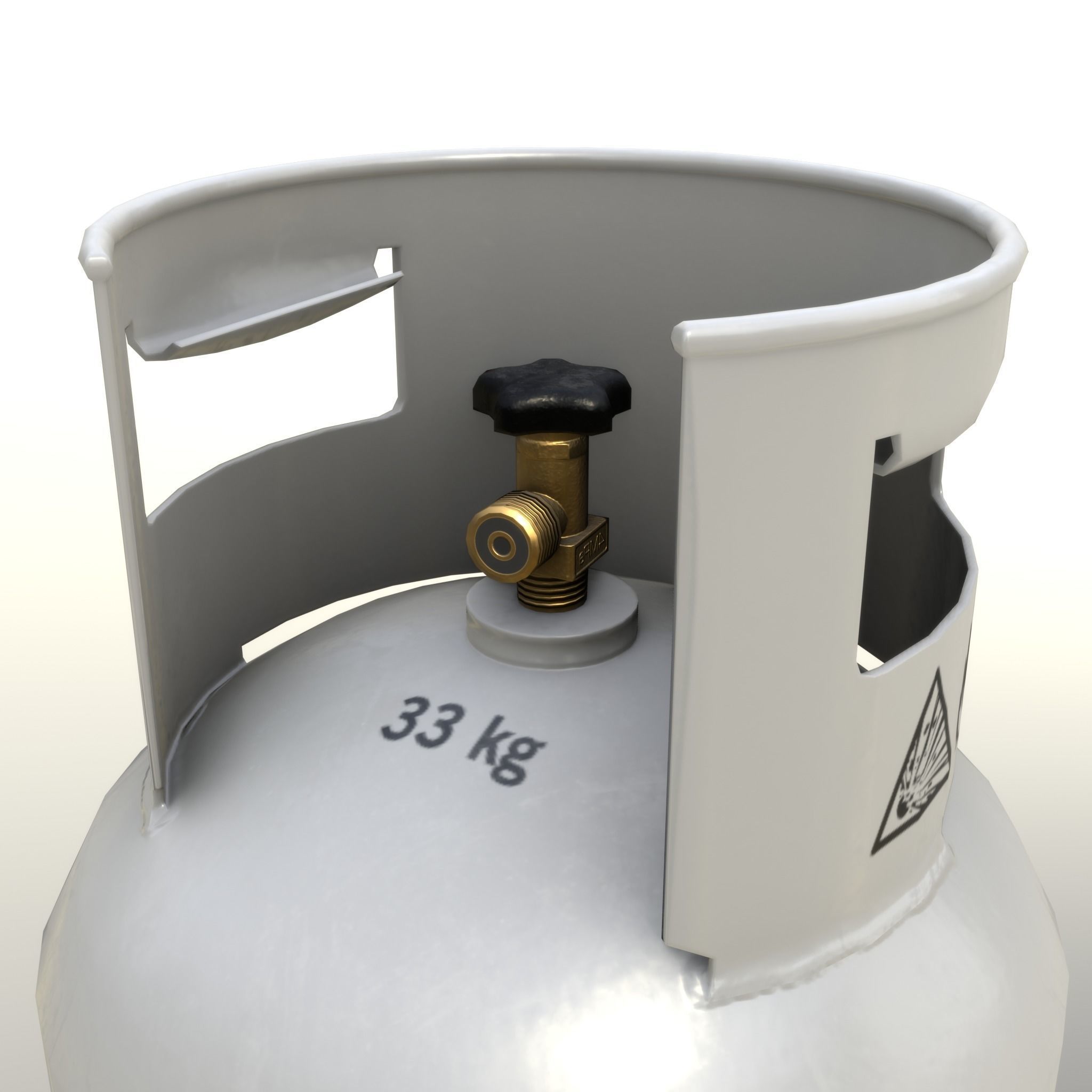 Gas Cylinder 33 kg Gray - Clean and Dirty Low-poly 3D model_11
