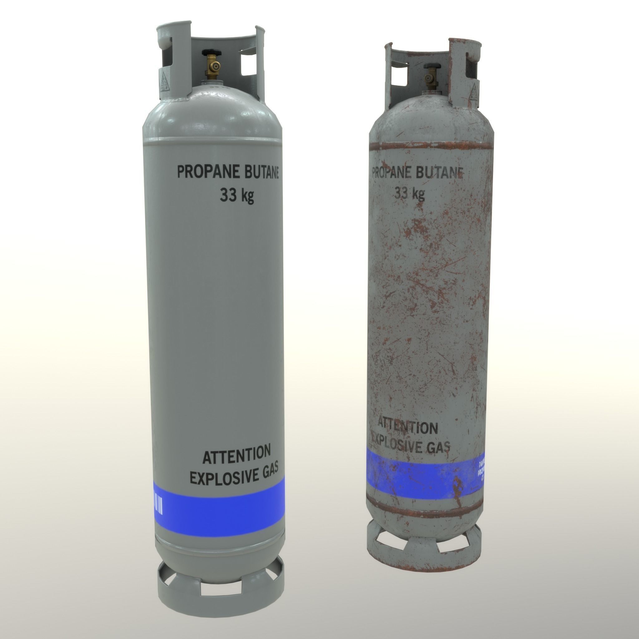 Gas Cylinder 33 kg Gray - Clean and Dirty Low-poly 3D model_15