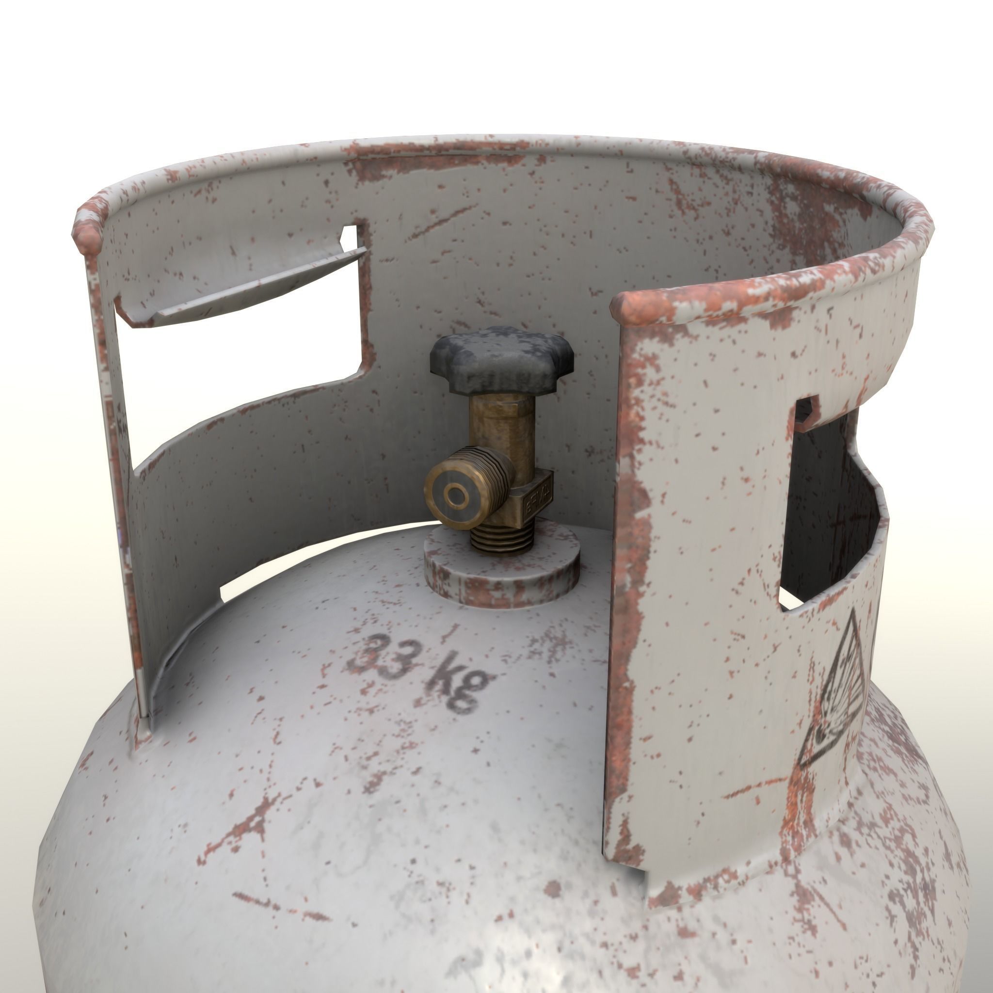 Gas Cylinder 33 kg Gray - Clean and Dirty Low-poly 3D model_12
