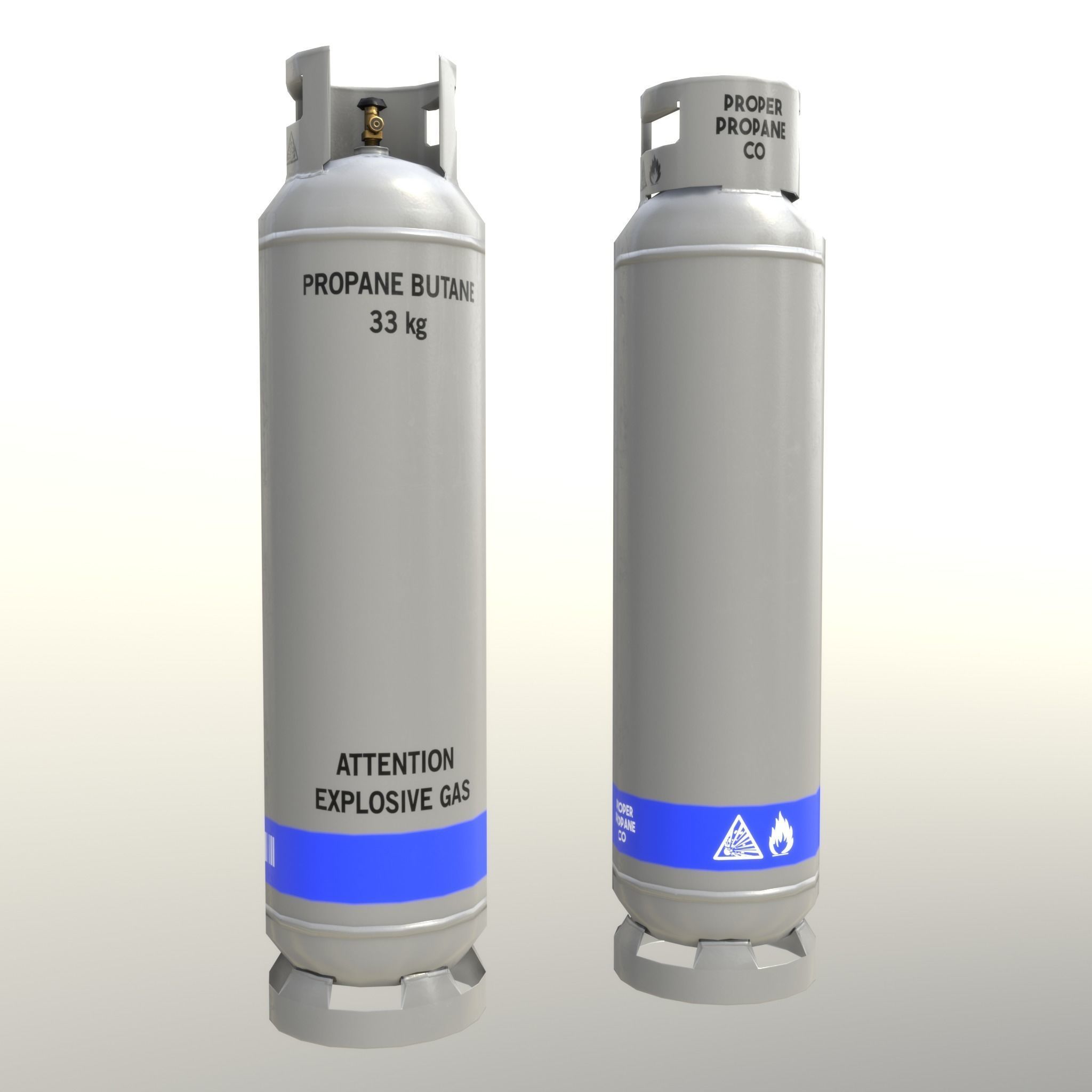 Gas Cylinder 33 kg Gray - Clean and Dirty Low-poly 3D model_27