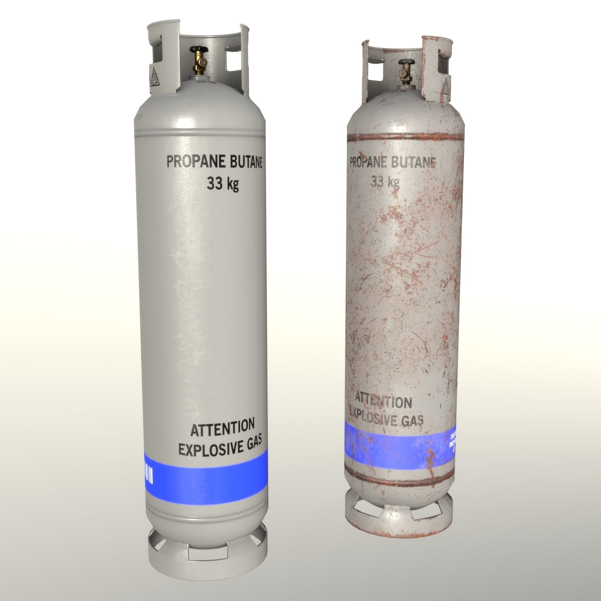 Gas Cylinder 33 kg Gray - Clean and Dirty Low-poly 3D model_18