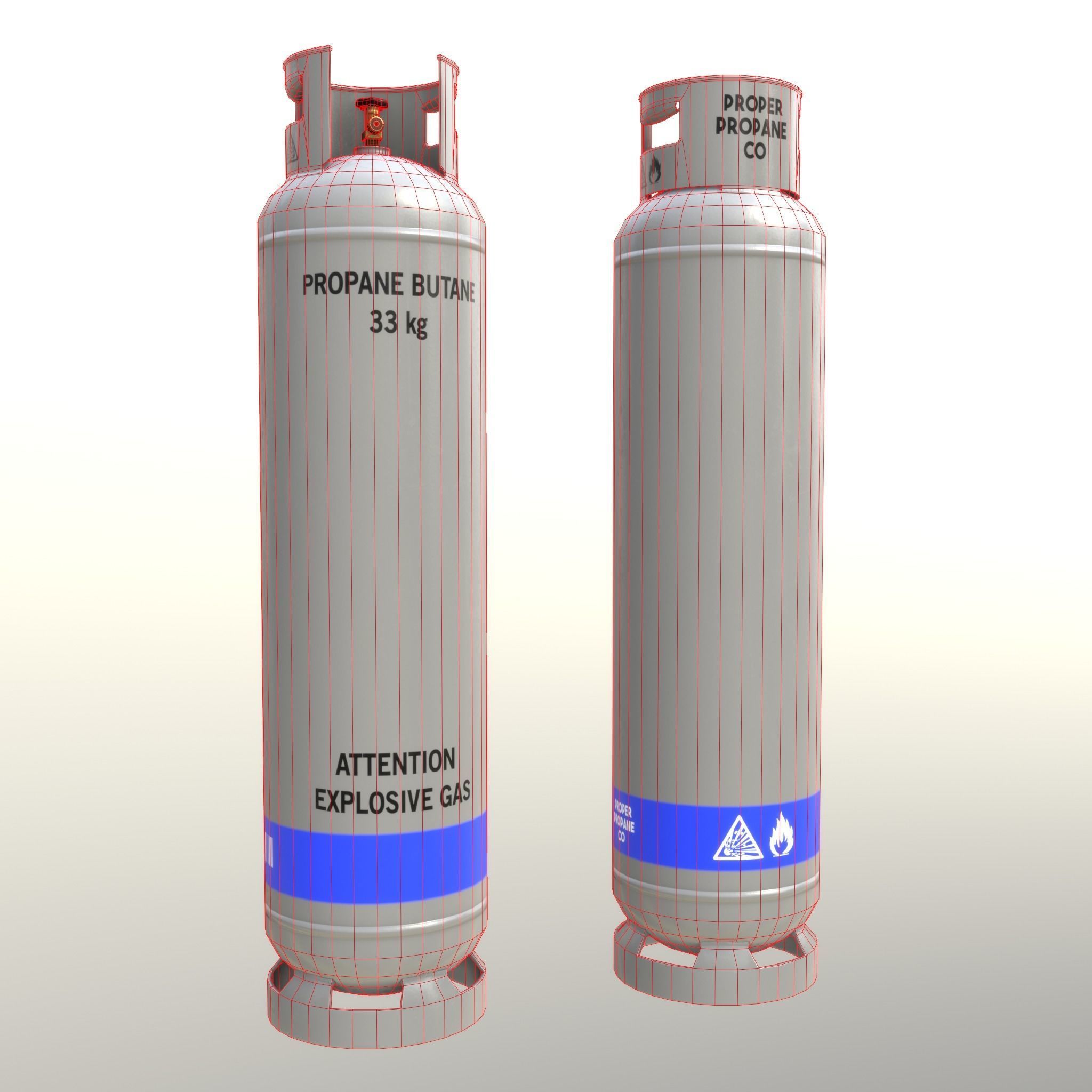 Gas Cylinder 33 kg Gray - Clean and Dirty Low-poly 3D model_28