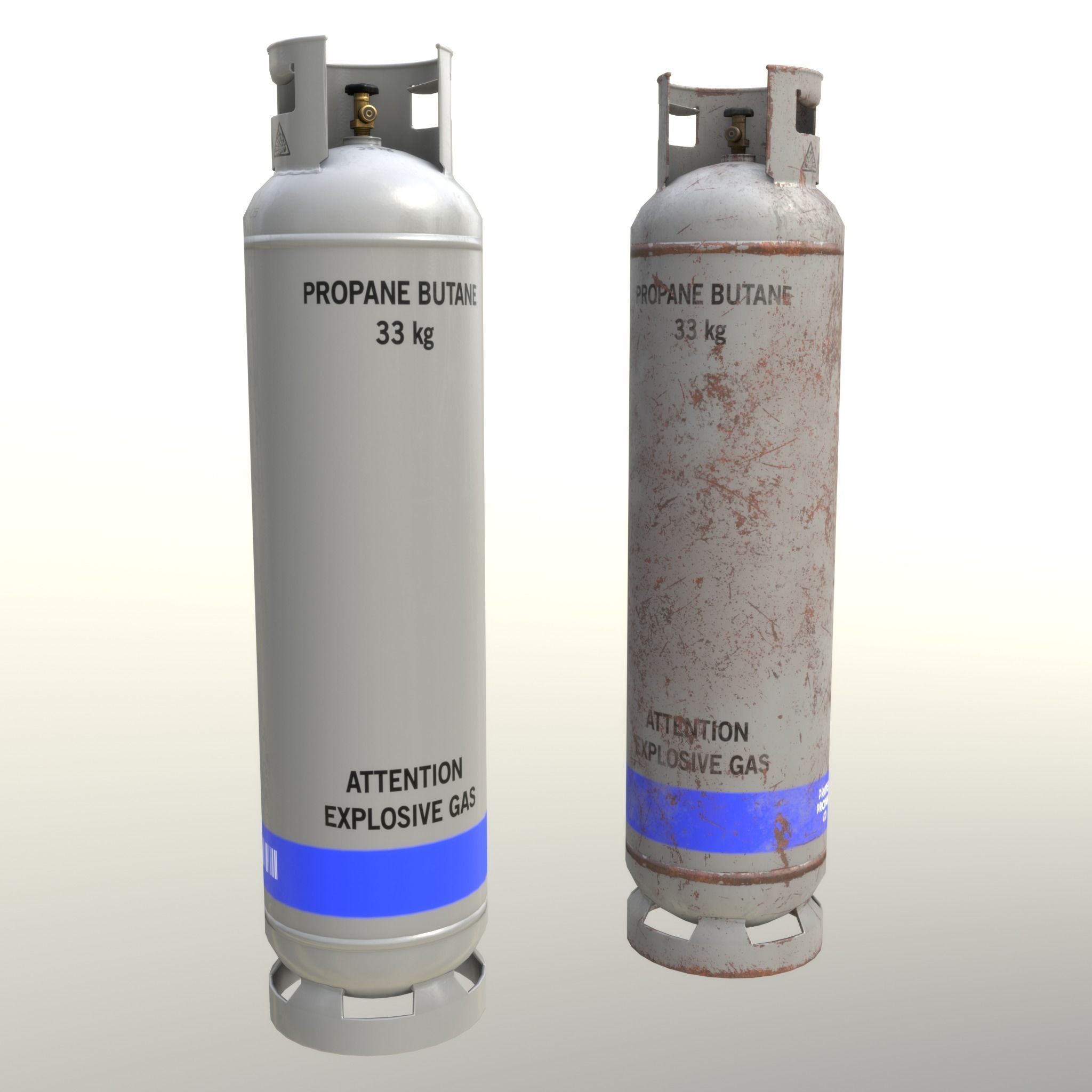 Gas Cylinder 33 kg Gray - Clean and Dirty Low-poly 3D model_13