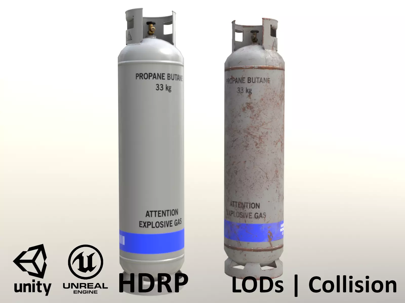 Gas Cylinder 33 kg Gray - Clean and Dirty Low-poly 3D model_0