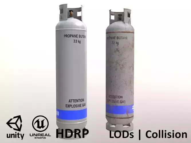 Gas Cylinder 33 kg Gray - Clean and Dirty Low-poly 3D model