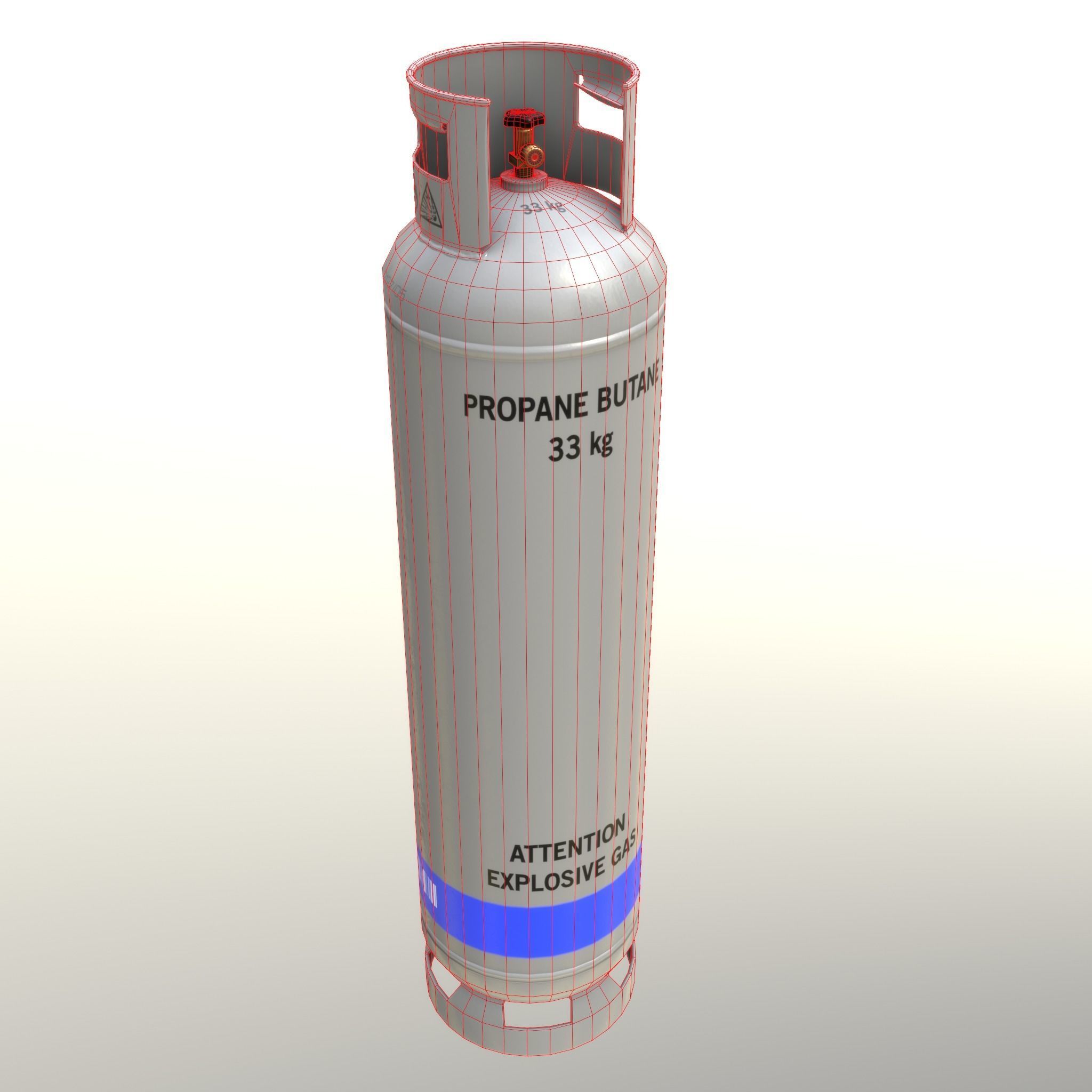 Gas Cylinder 33 kg Gray - Clean and Dirty Low-poly 3D model_20