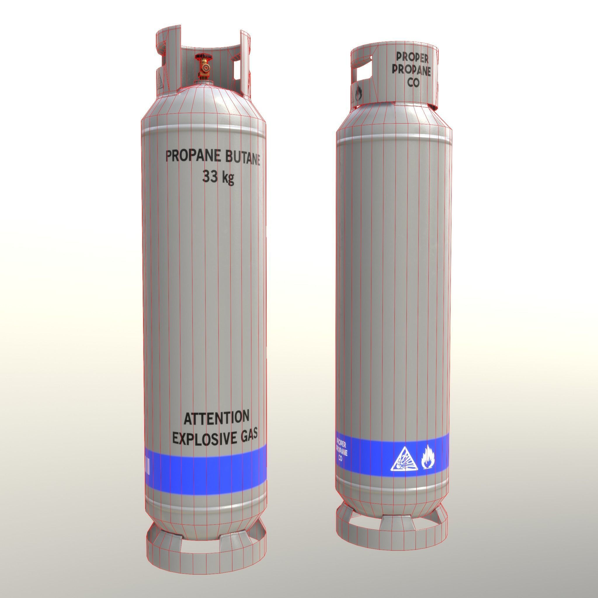 Gas Cylinder 33 kg Gray - Clean and Dirty Low-poly 3D model_30