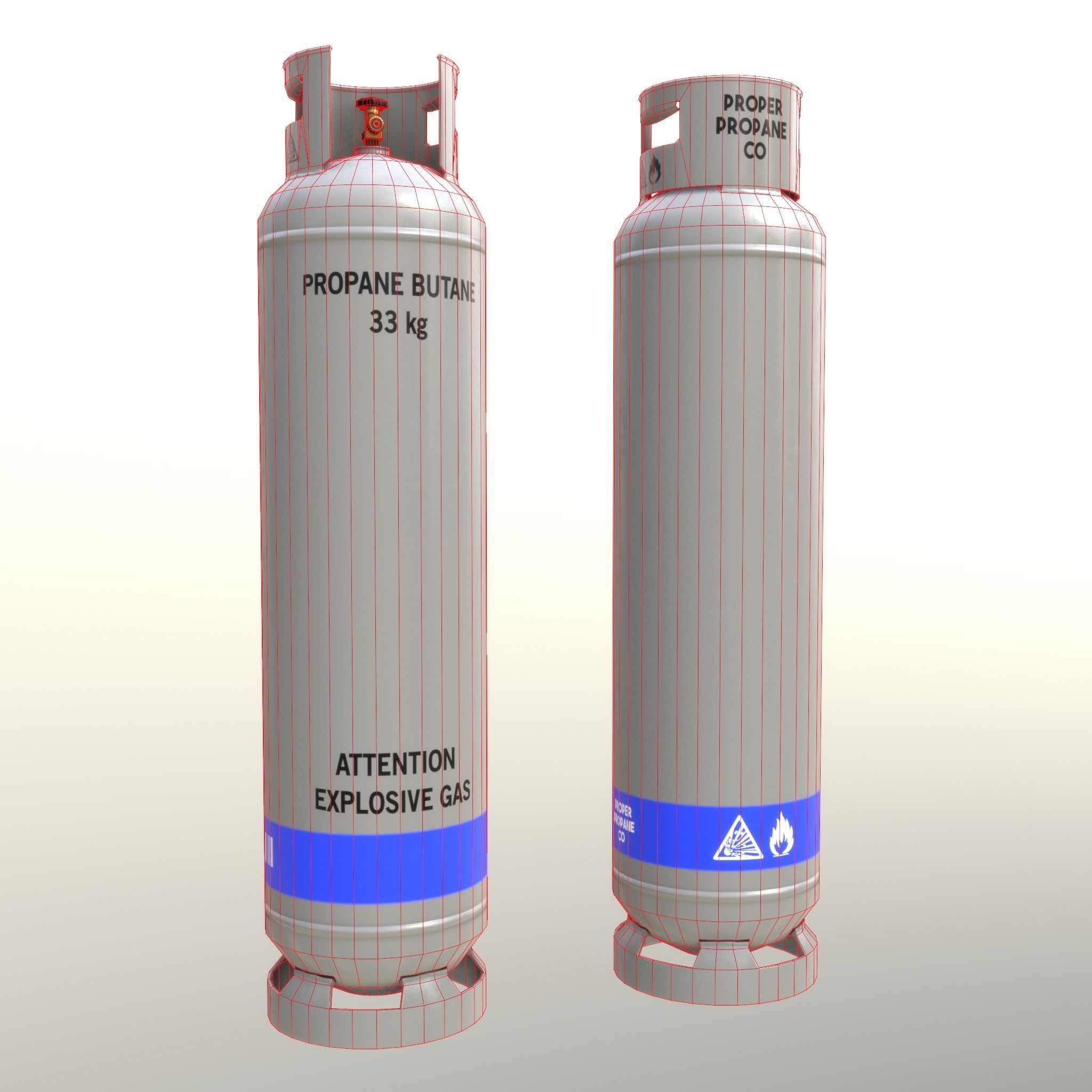Gas Cylinder 33 kg Gray - Clean and Dirty Low-poly 3D model_29