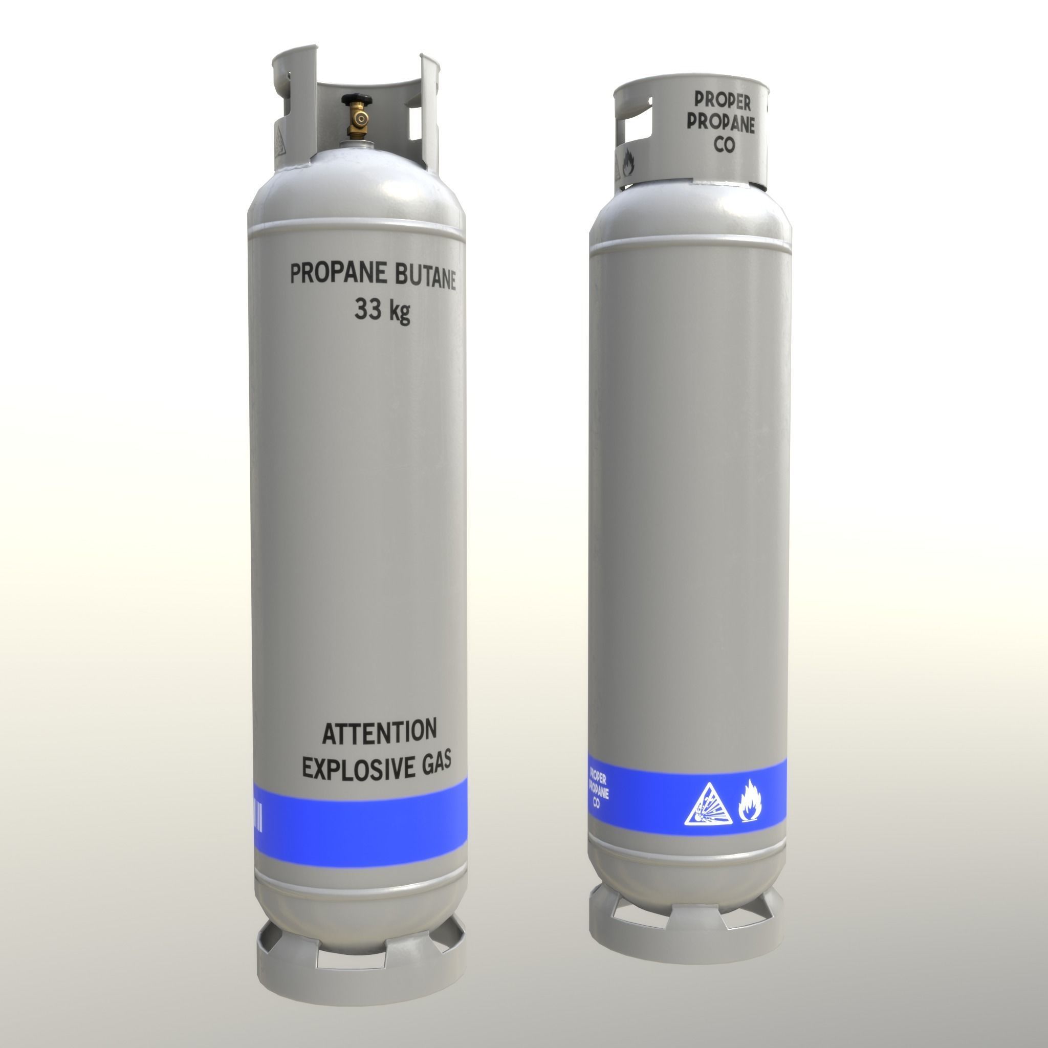 Gas Cylinder 33 kg Gray - Clean and Dirty Low-poly 3D model_24