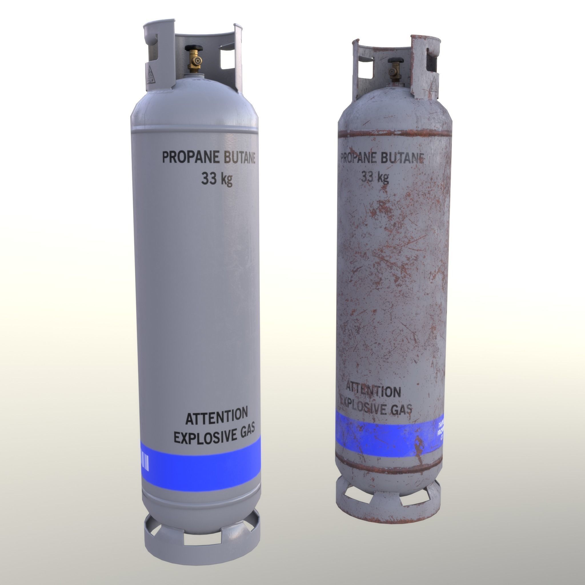 Gas Cylinder 33 kg Gray - Clean and Dirty Low-poly 3D model_16
