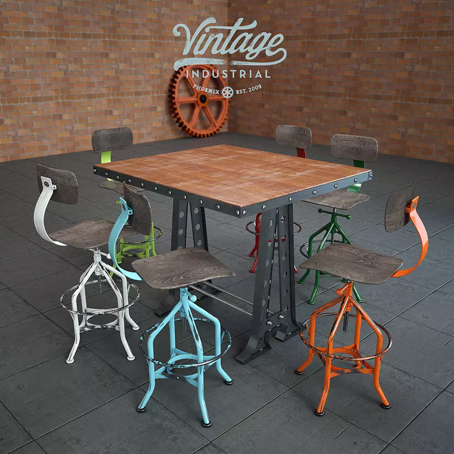 Dining Table and Wright Chair 3D model_0