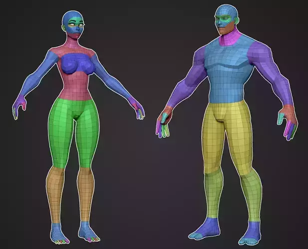 Stylized Base Mesh Bundle Low-poly 3D model