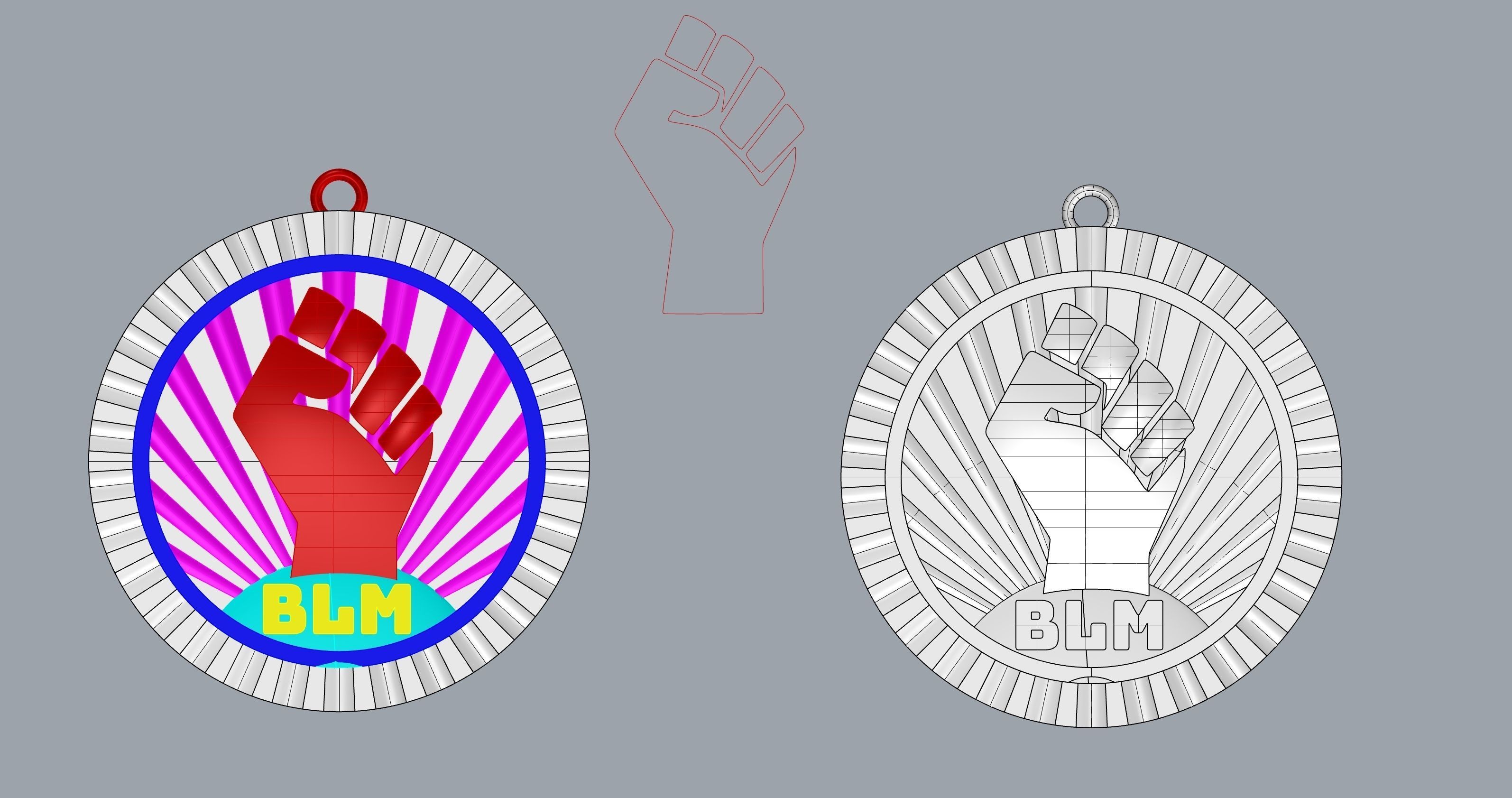 BLM pendant 3D print model_7