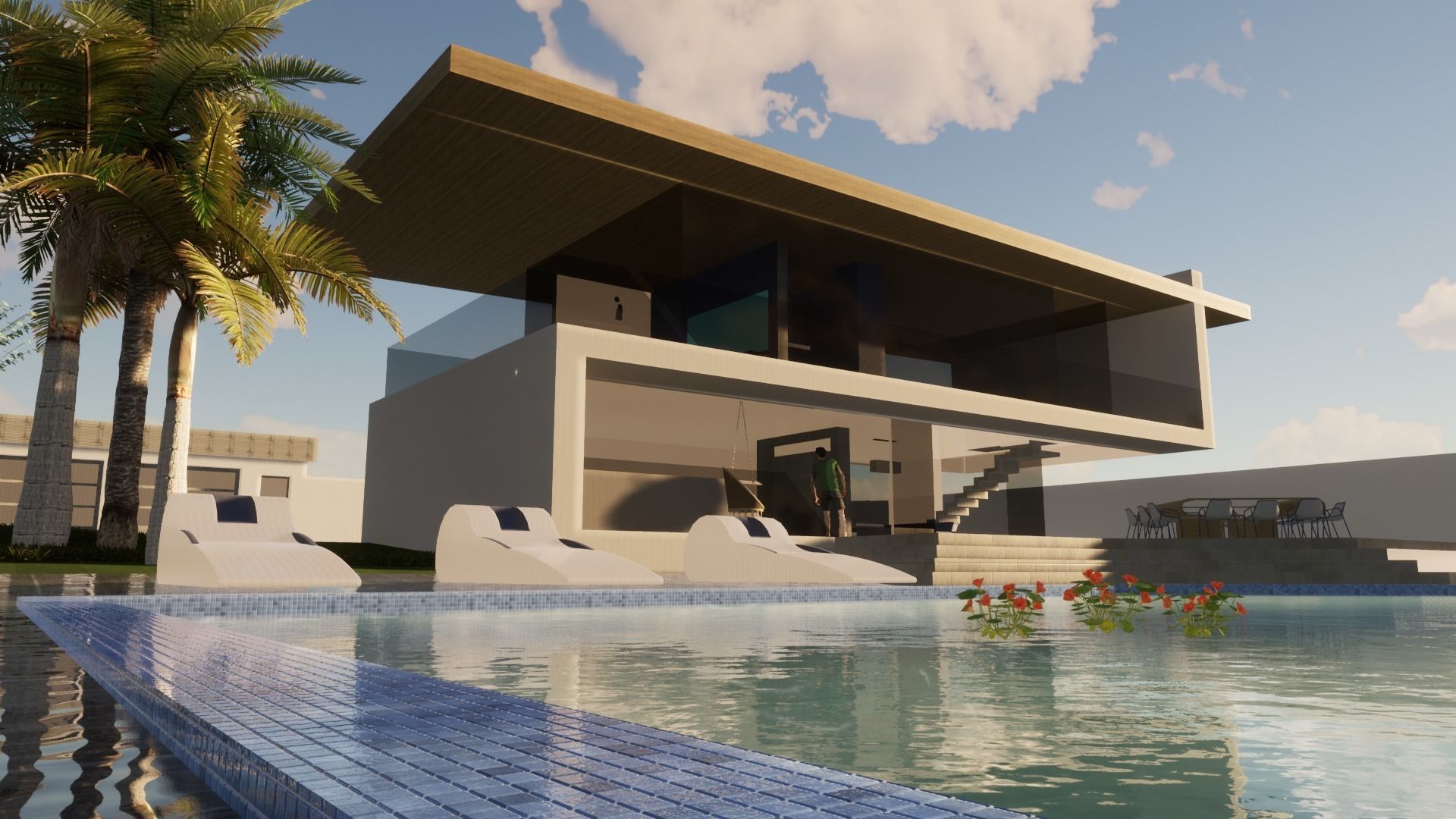 Modern chalet 3D model_1