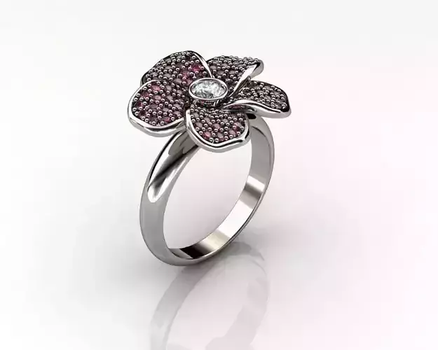 Ring flower with sapphires 3D print model