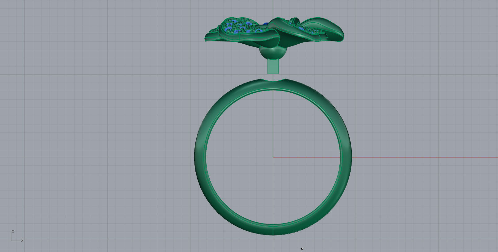 Ring flower with sapphires 3D print model_4