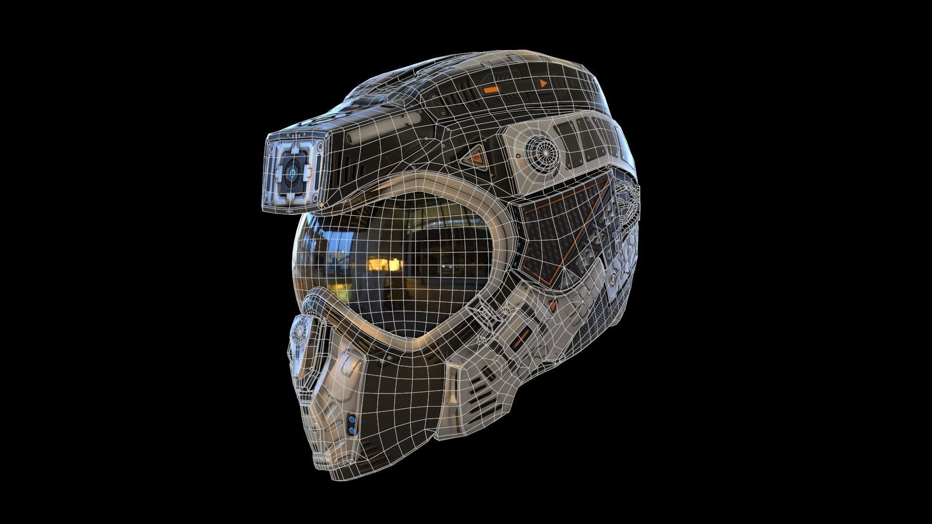 Helmet C19 VR  7k Poly Unreal PKG Low-poly 3D model_5