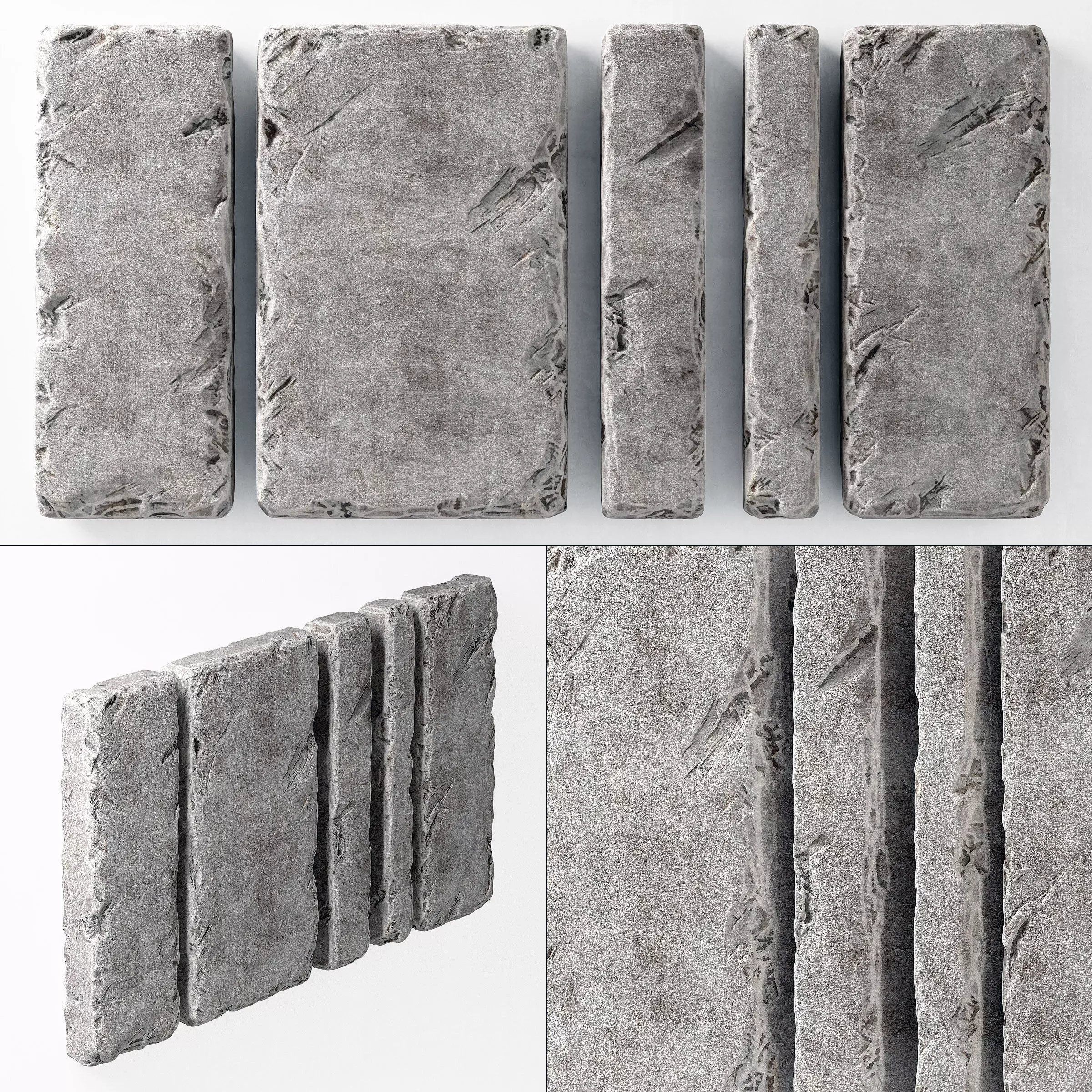 Slab stone wall n1 3D model