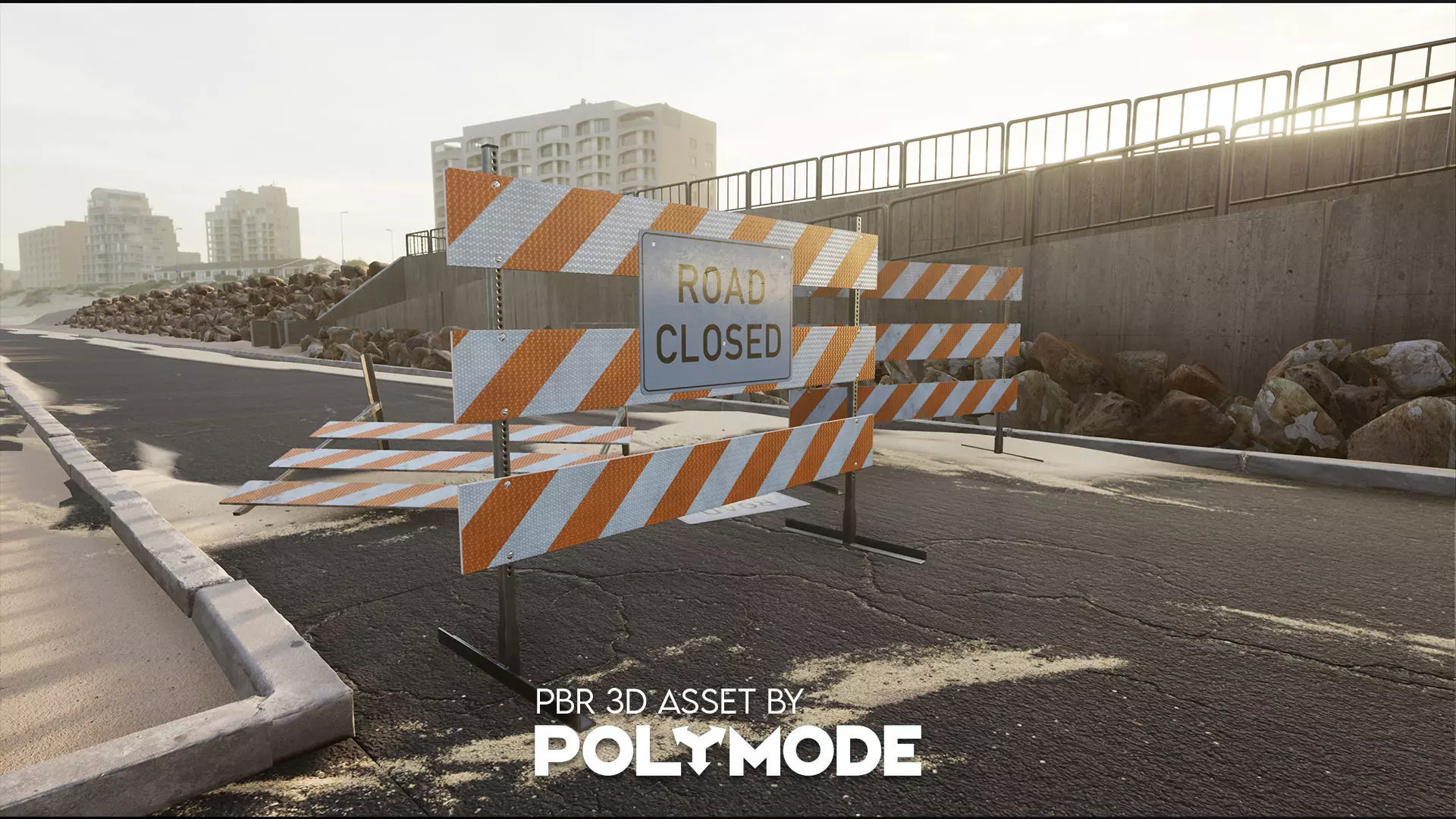 Traffic Road Block PBR Game-ready Low-poly 3D model