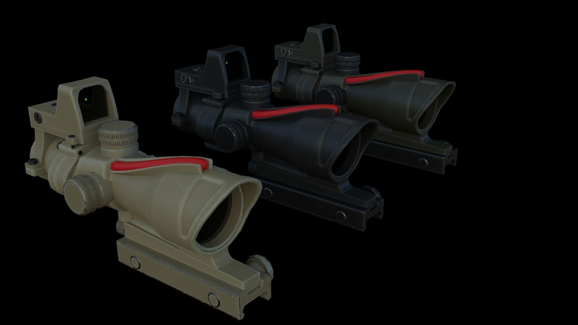 Low-Power Scope Low-poly 3D model_1