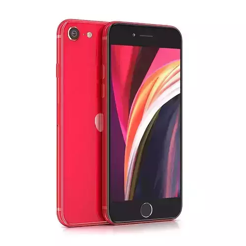 Apple iPhone SE   2020  Red Low-poly 3D model