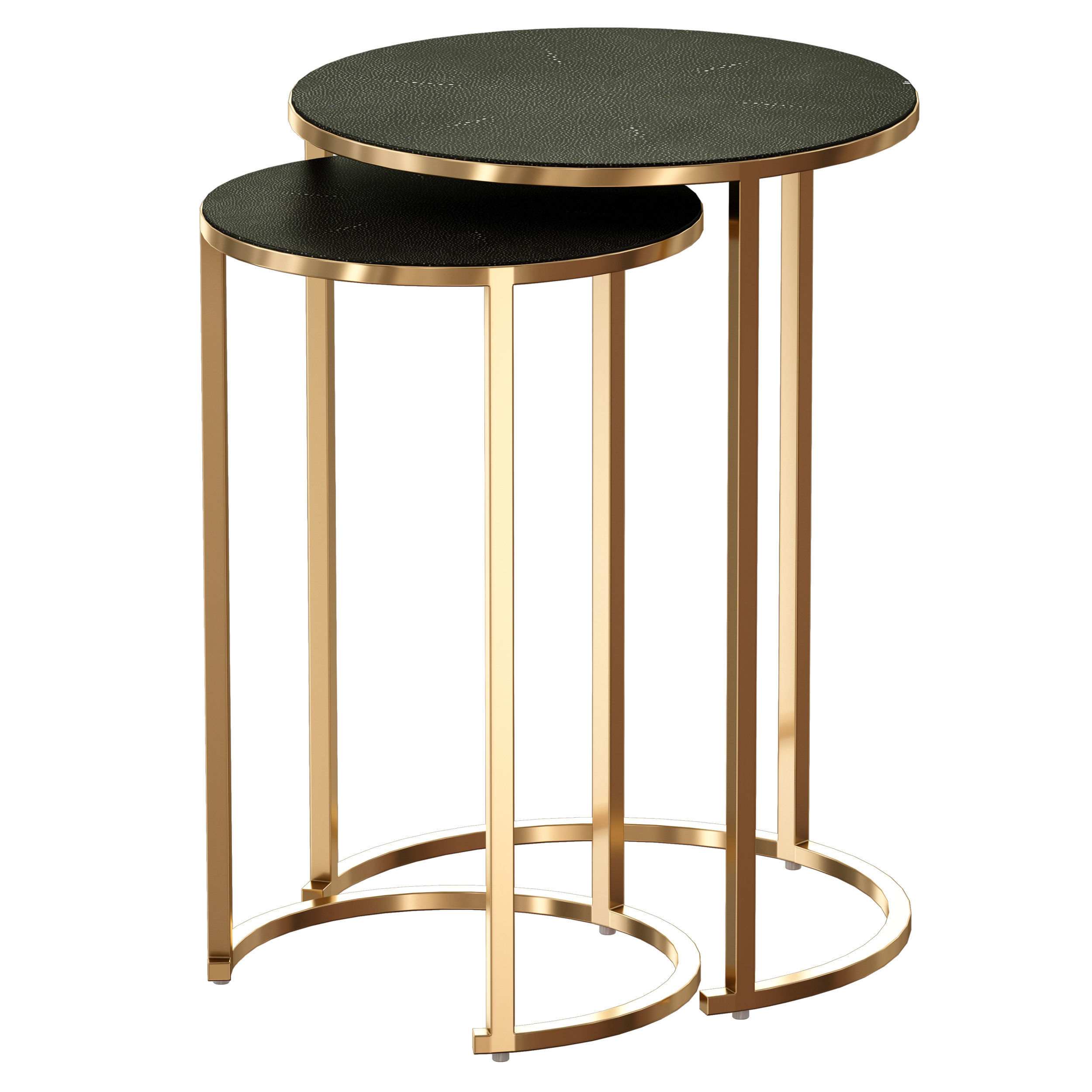 Keya Antique Brass Nesting Accent Tables Crate and Barrel 3D model_2