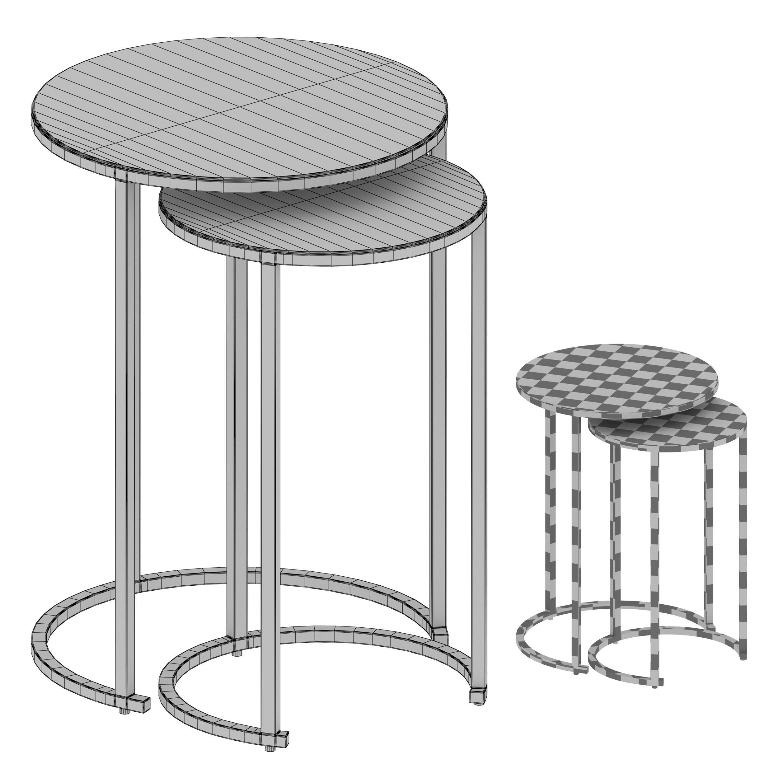 Keya Antique Brass Nesting Accent Tables Crate and Barrel 3D model_5