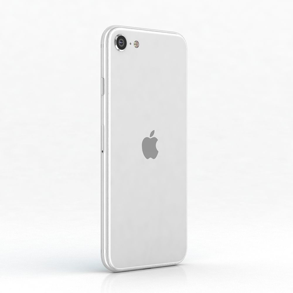 Apple iPhone SE 2020 White Low-poly 3D model_3