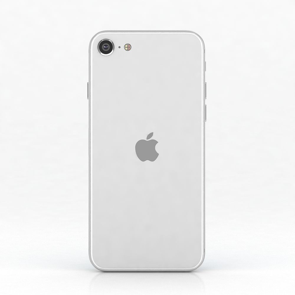 Apple iPhone SE 2020 White Low-poly 3D model_2
