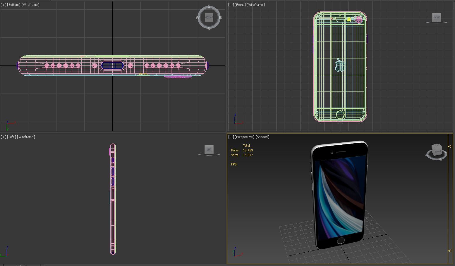 Apple iPhone SE 2020 White Low-poly 3D model_55