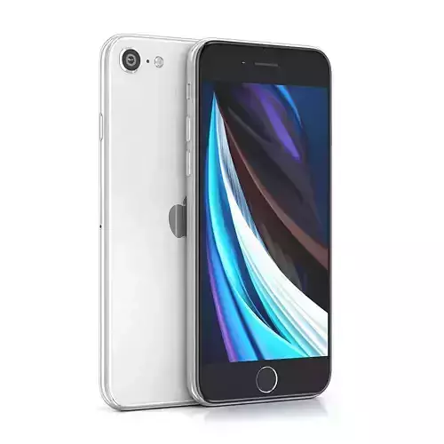 Apple iPhone SE   2020  White Low-poly 3D model