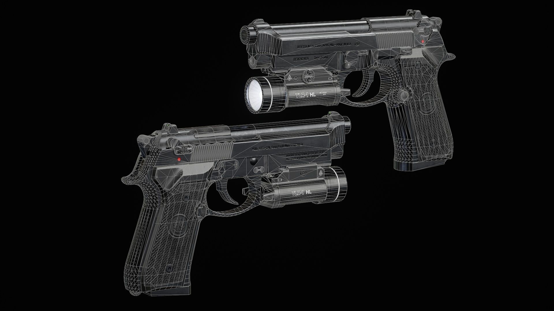 M9A1 - Flashlight Low-poly 3D model_12