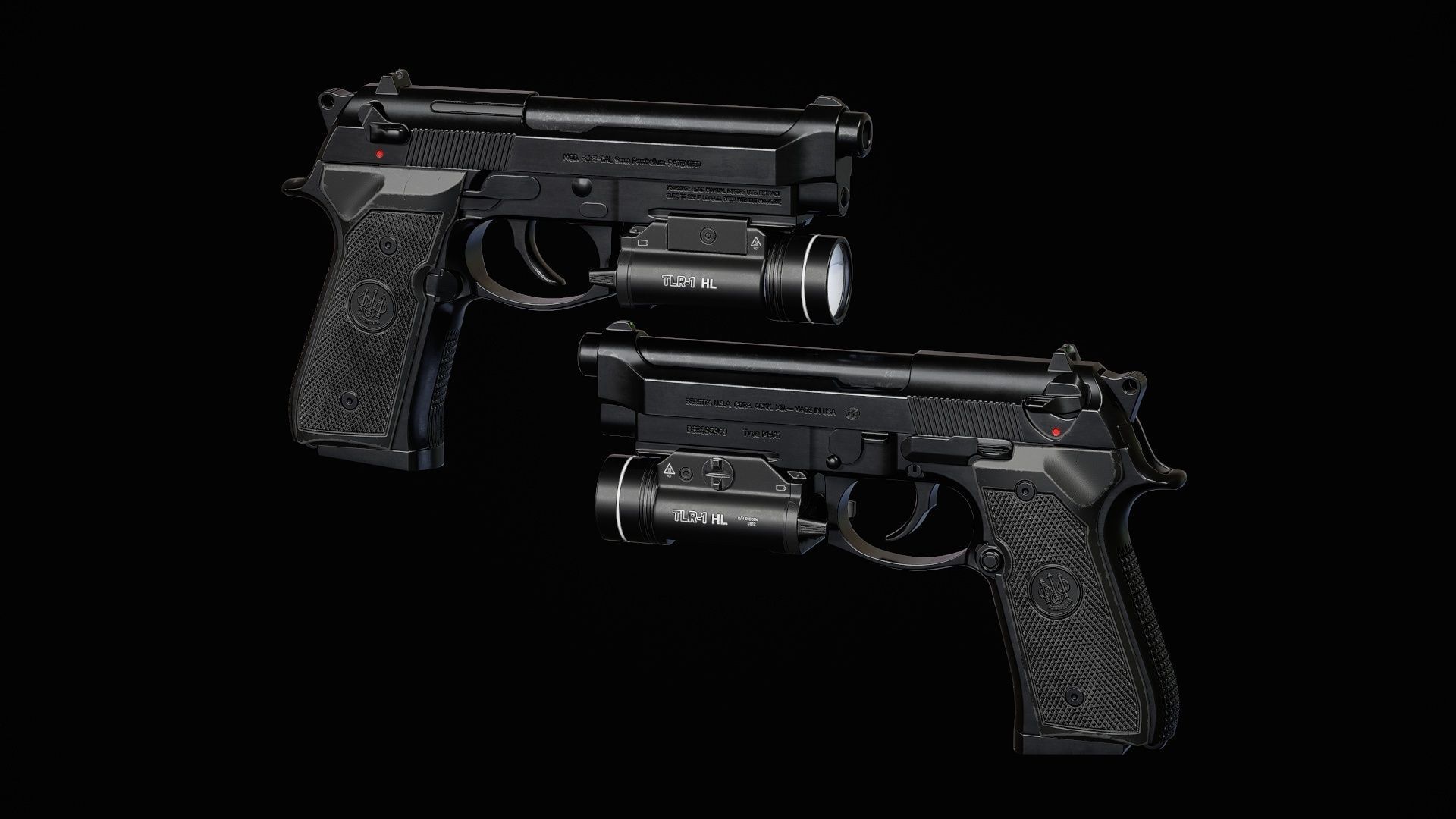 M9A1 - Flashlight Low-poly 3D model_13