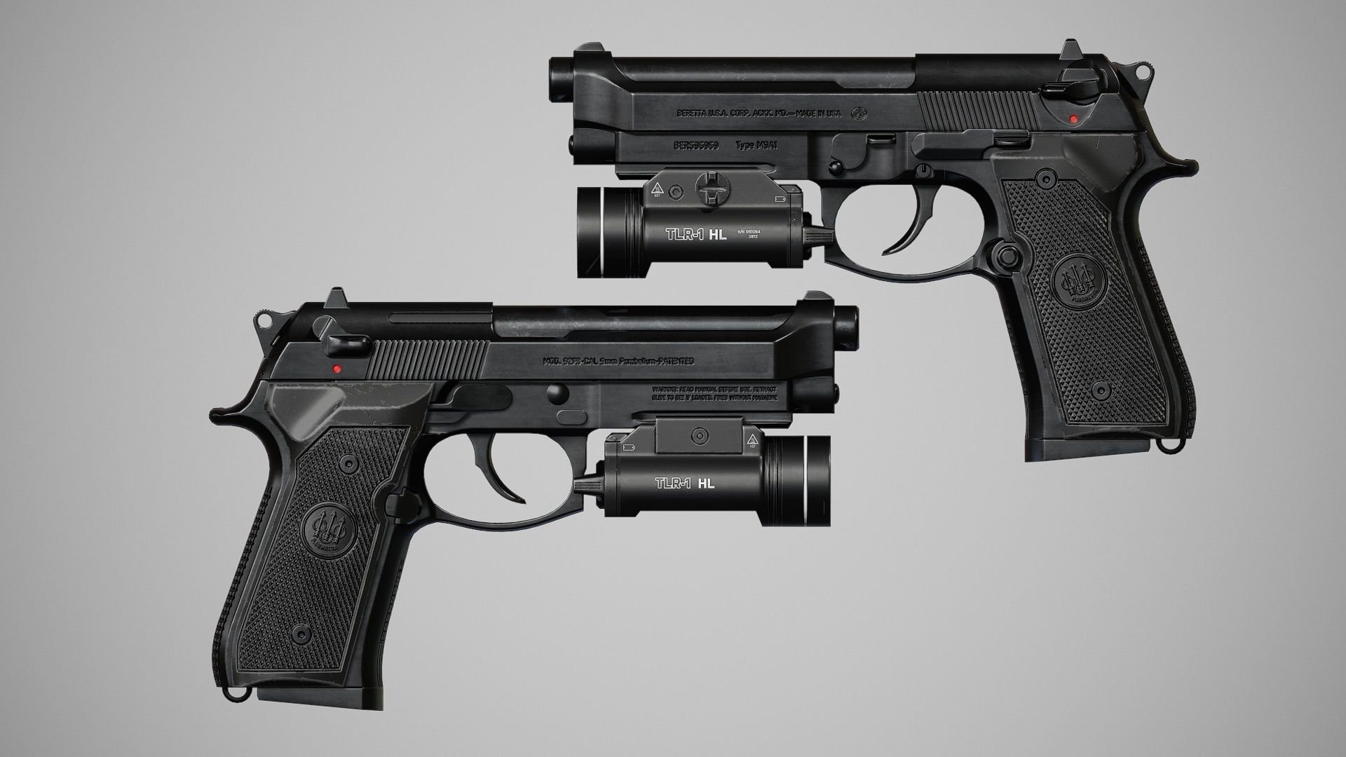 M9A1 - Flashlight Low-poly 3D model_10